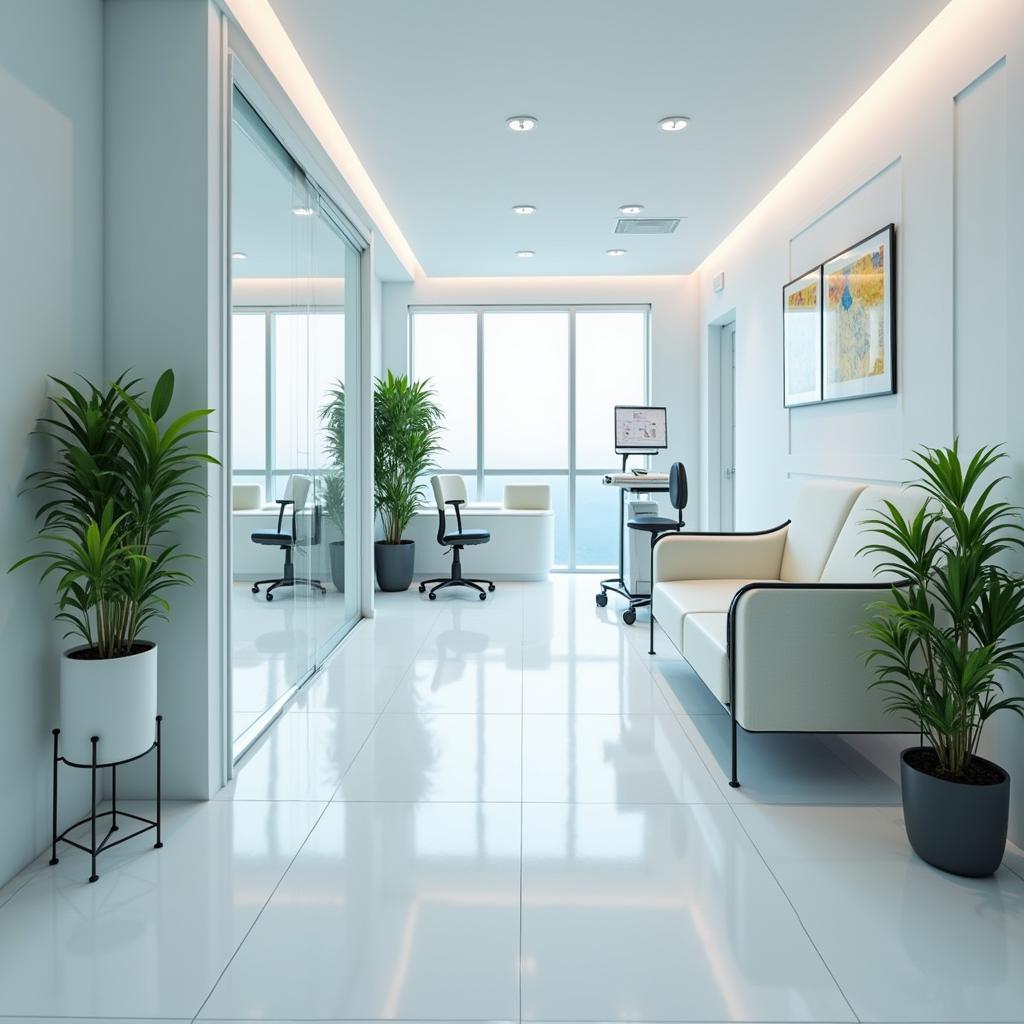 Nội thất hiện đại và sạch sẽ bên trong Phòng khám Đa khoa 21 Phan Chu Trinh hỗ trợ dịch vụ y tế.