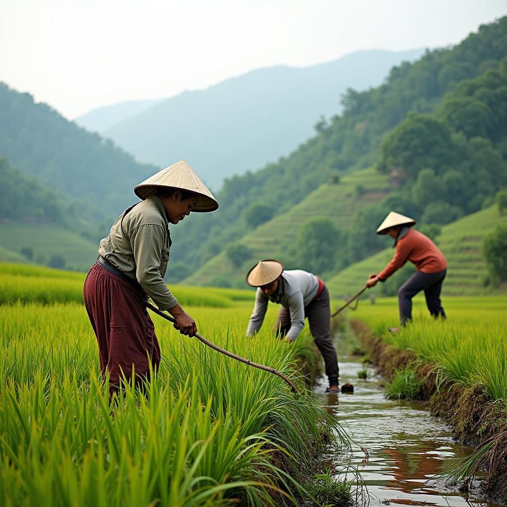 Hoạt động sản xuất nông nghiệp của người dân tại Xã Thái Sơn, Tuyên Quang.