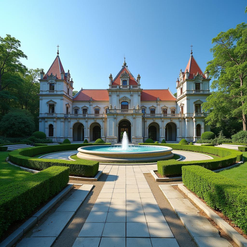 Khung cảnh cổ kính tráng lệ của phim trường The Long Island Castle tại Phường Long Phước, Thành phố Thủ Đức