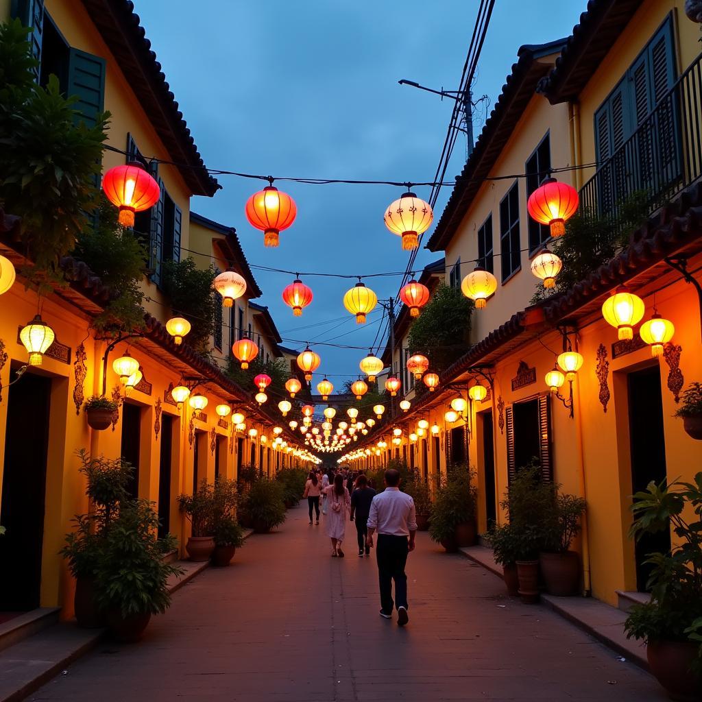 hinh anh pho co hoi an ve dem ruc ro den long va kien truc co kinh doc dao