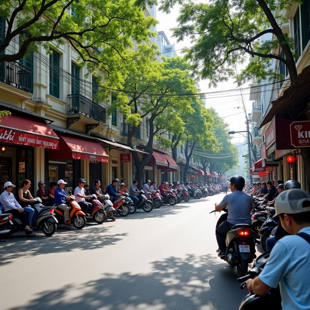 Hình ảnh một góc phố tấp nập người qua lại tại khu vực Phường Hai Bà Trưng, Quận Hai Bà Trưng, Hà Nội