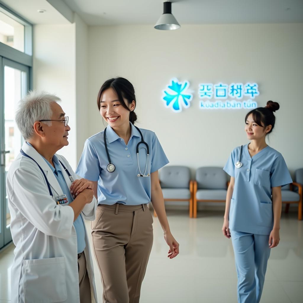 Không gian bên trong Phòng khám Đa khoa Đức Tín Sơn Tây sạch sẽ, hiện đại và thân thiện.