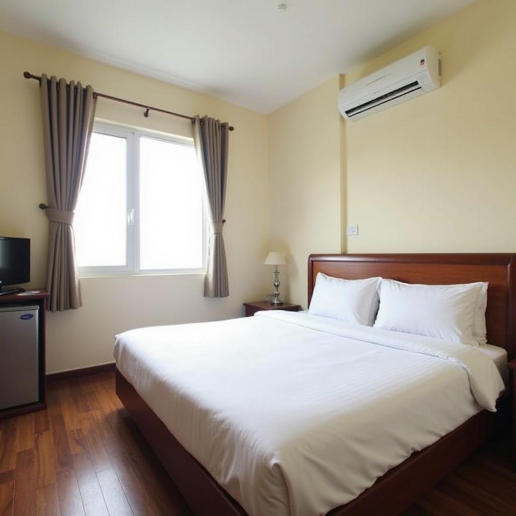 Bên trong phòng nghỉ sạch sẽ và đầy đủ tiện nghi cơ bản tại Hotel Hoàng Oanh Long Hải
