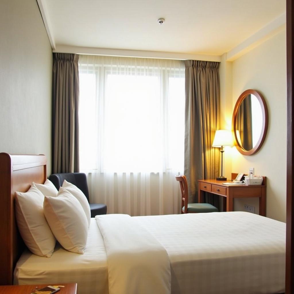 Bên trong một phòng nghỉ tiêu chuẩn tại Hotel Ngọc Vân 3, 139 đường 16/4, Phan Rang với giường ngủ gọn gàng và nội thất cơ bản.