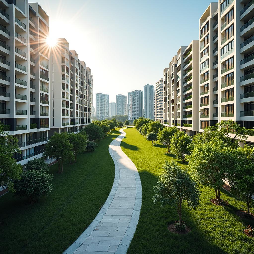 Toàn cảnh Phường Phú Lợi, Thành phố Thủ Dầu Một, Bình Dương với khu dân cư, cây xanh