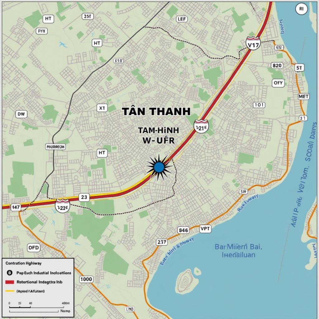 Bản đồ vị trí Phường Tân Thành Thị xã Phú Mỹ kết nối Quốc lộ 51 cảng Cái Mép Thị Vải