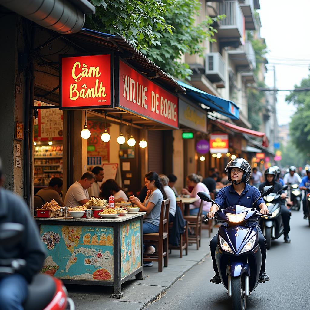 Quán ăn bình dân và cửa hàng tiện ích phục vụ đời sống sinh viên trên Phố Lương Thế Vinh Hà Nội