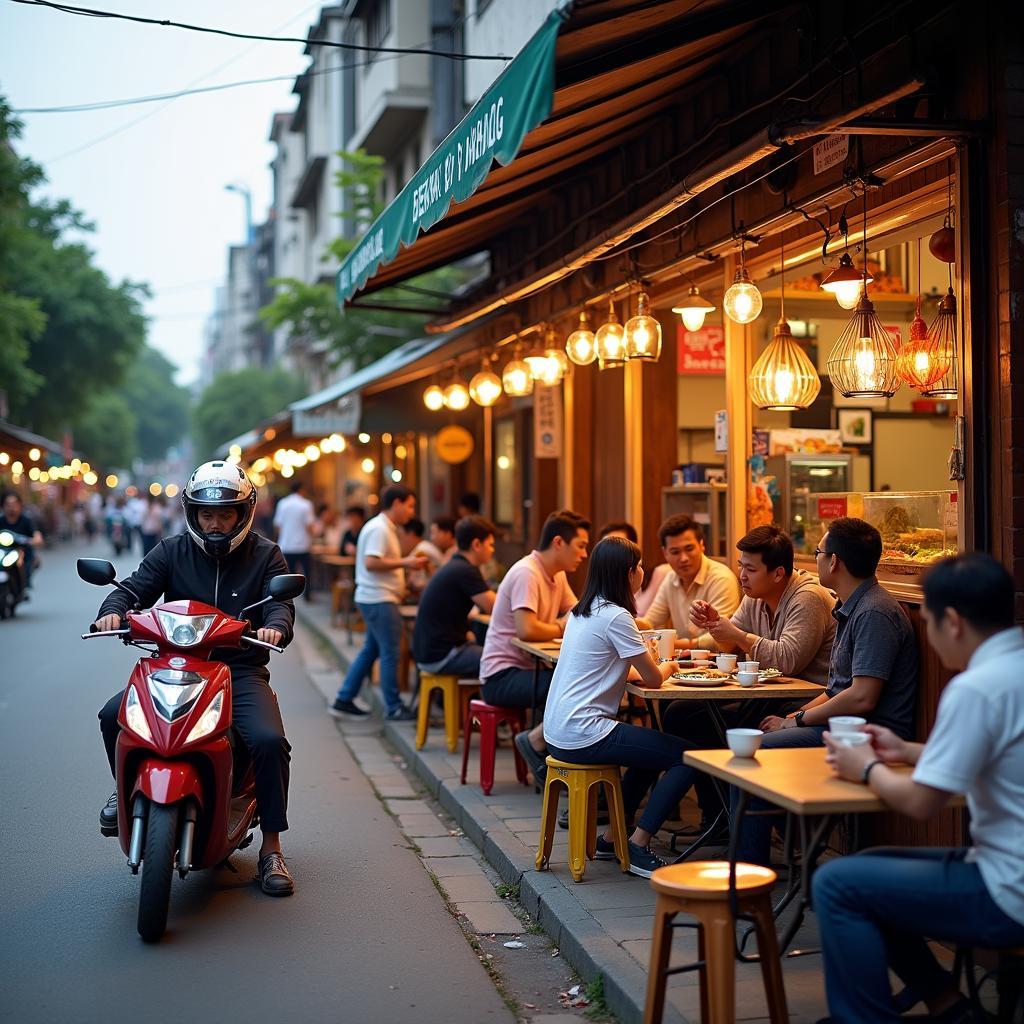 Quán ăn, cafe vỉa hè phố Vũ Tông Phan, gần Ngõ 151