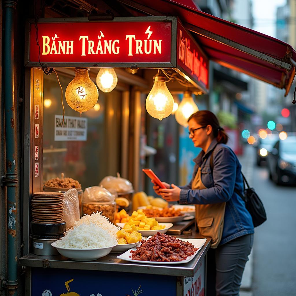 Quán Bánh Tráng Trộn Cô Hằng trên phố Khâm Thiên, địa điểm ăn vặt nổi tiếng Hà Nội