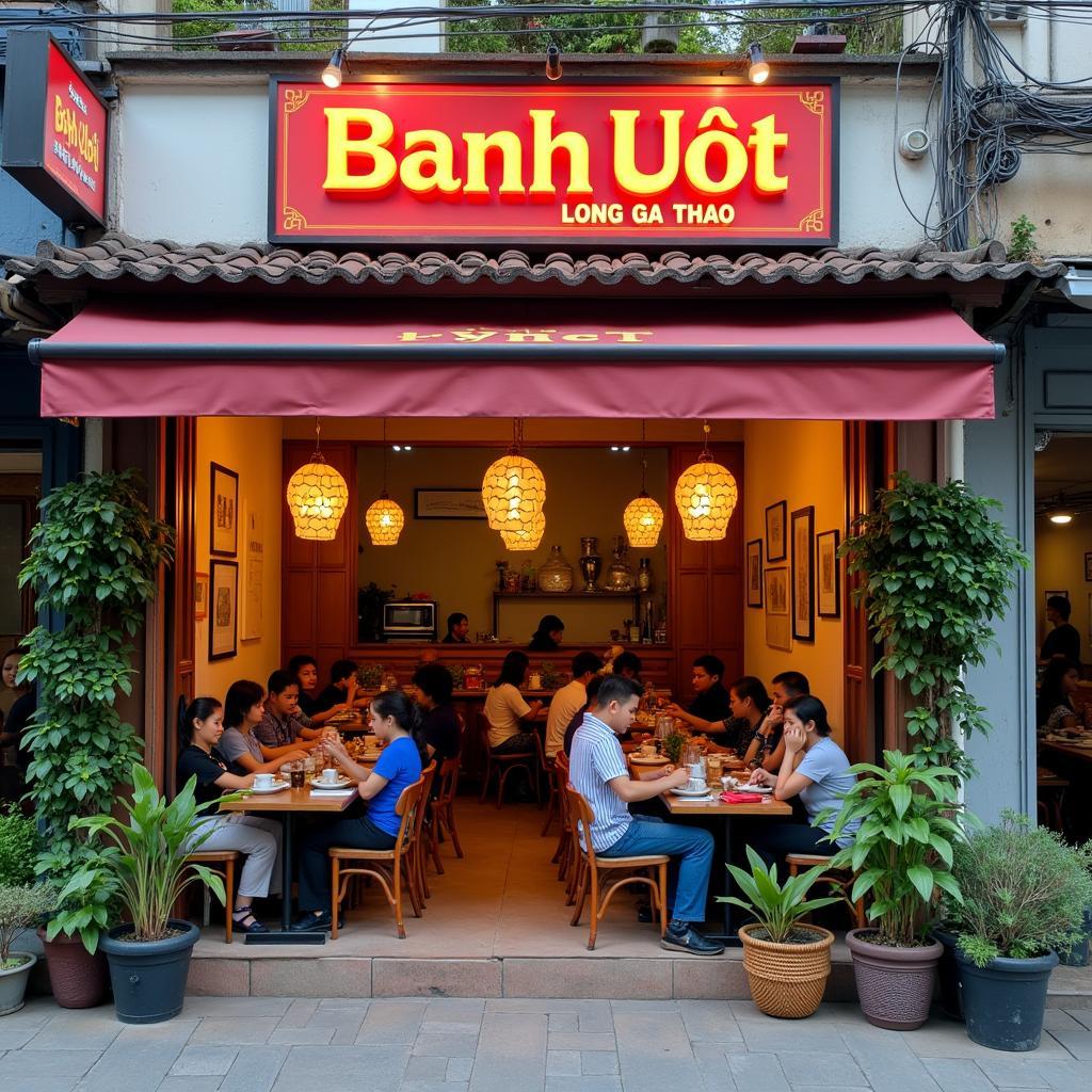 Toàn cảnh quán bánh ướt lòng gà Thảo tại số 9 Đồng Tâm Đà Lạt