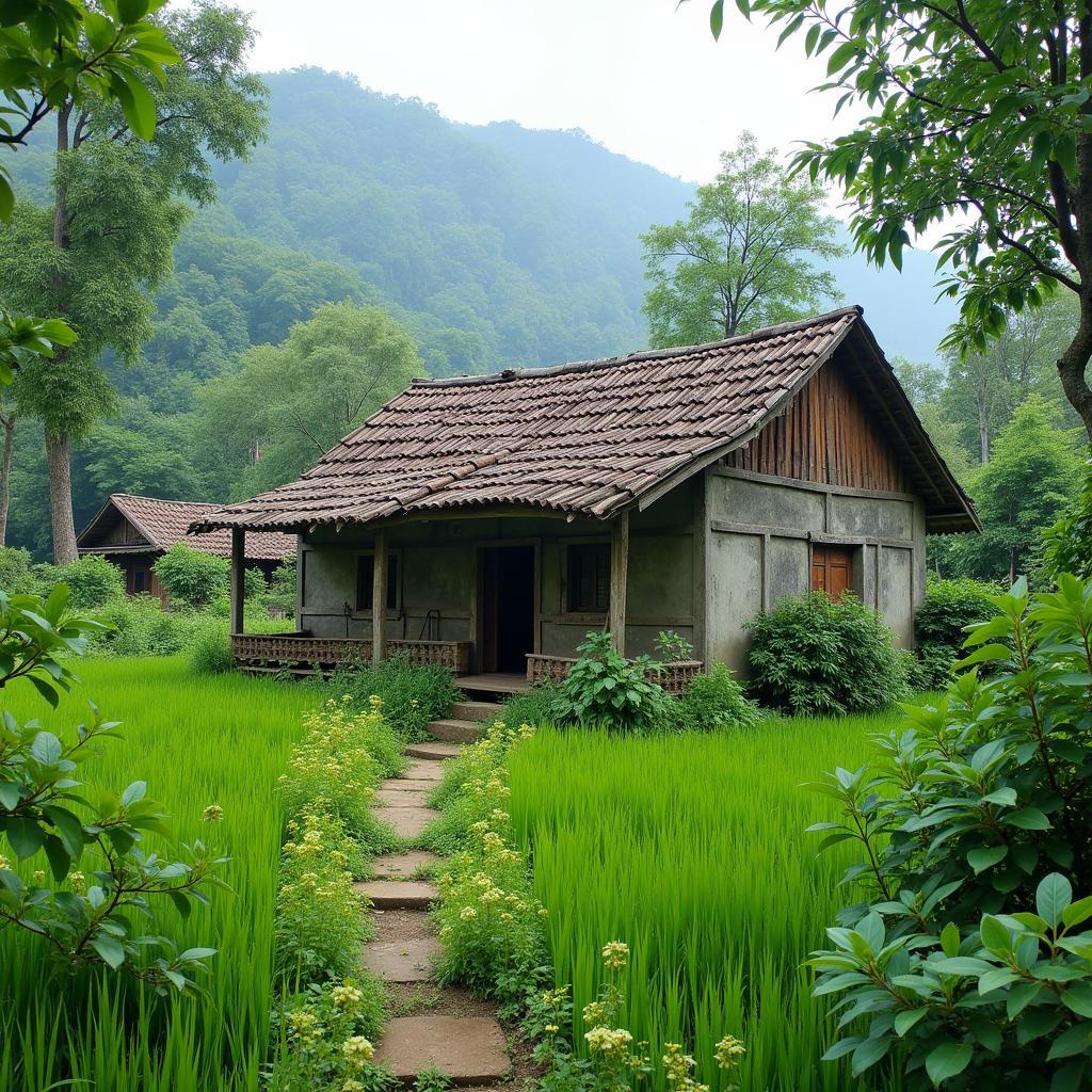 Ngôi nhà truyền thống đơn sơ tại Xã Quân Chu, Tỉnh Thái Nguyên giữa không gian xanh mát