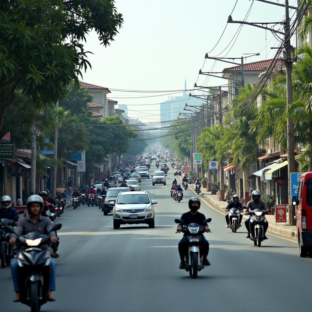 Canh giao thong tap nap tren Quoc lo 1A tai Phuong Binh Hung Hoa
