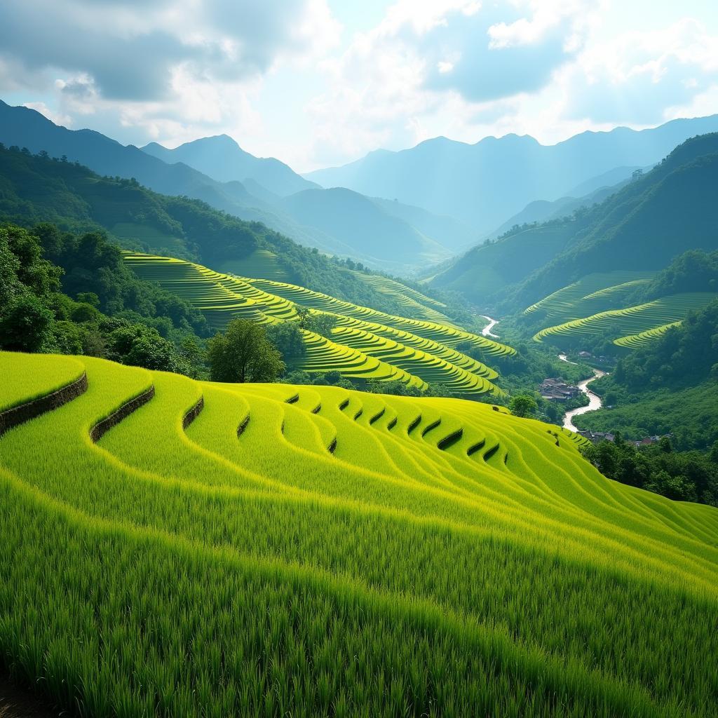 Vẻ đẹp ruộng bậc thang uốn lượn giữa núi rừng hùng vĩ tại Lao Chải Tuyên Quang