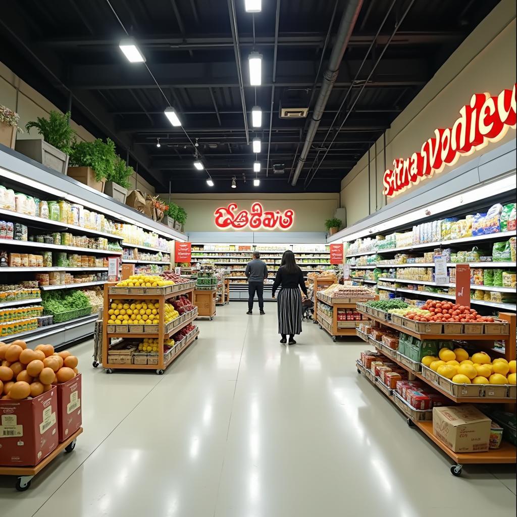 Không gian mua sắm bên trong siêu thị Satra Foodview tại TTTM Củ Chi sạch sẽ