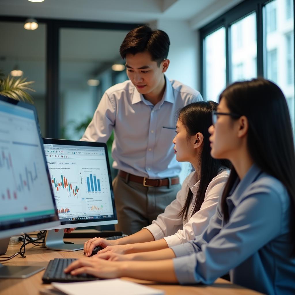 Sinh viên tốt nghiệp Trường Trung cấp Kinh tế-Tài chính Hà Nội tự tin làm việc trong môi trường doanh nghiệp chuyên nghiệp.