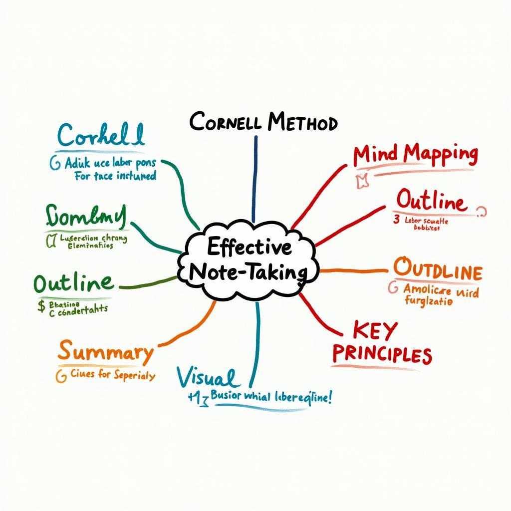 Ví dụ về một sơ đồ tư duy (mind map) dùng để tóm tắt thông tin một cách trực quan và logic