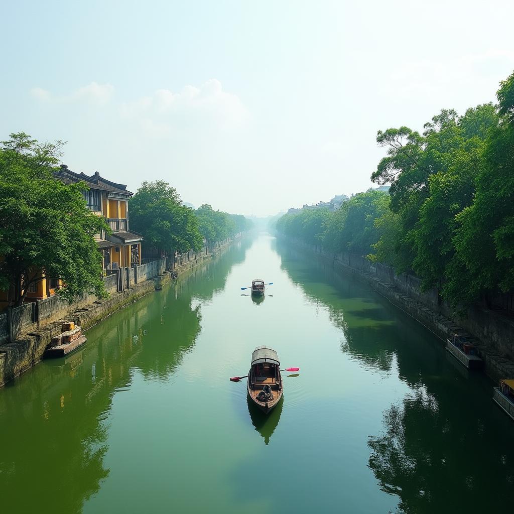 Toàn cảnh sông Hoài thơ mộng nhìn từ Phường Hội An Đông, Thành phố Hội An, Thành phố Đà Nẵng