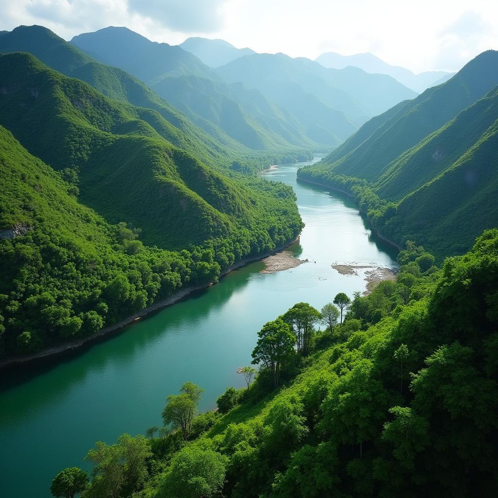 Dòng sông Nậm Thi uốn lượn qua thung lũng tại Xã Bát Xát Tỉnh Lào Cai
