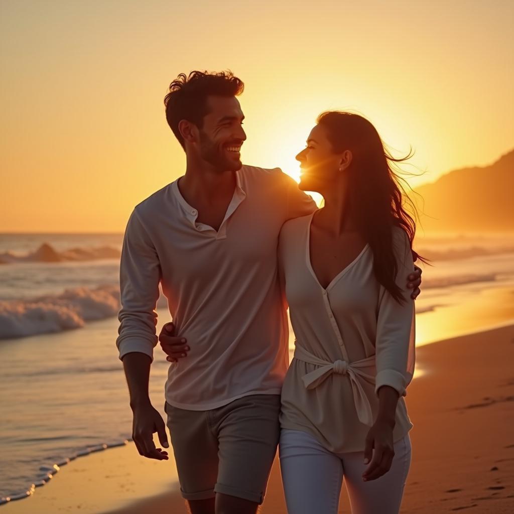 Hai người bạn thân đang cùng nhau đi dạo và trò chuyện vui vẻ dưới hoàng hôn, thể hiện sức mạnh của tình bạn thân thiết.