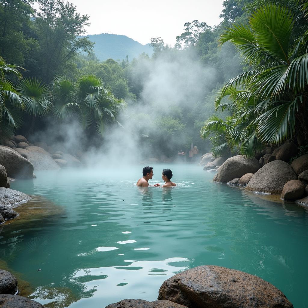 Trải nghiệm thư giãn tuyệt vời tại bể bơi suối khoáng nóng ở xã Thanh Thủy, tỉnh Phú Thọ