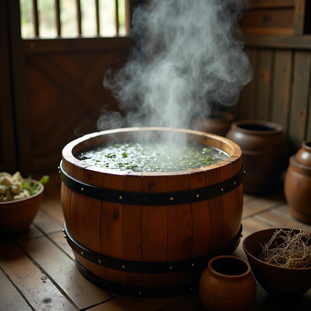 Trải nghiệm tắm lá thuốc người Dao Đỏ thư giãn trong thùng gỗ tại Xã Tả Phìn Tỉnh Lào Cai