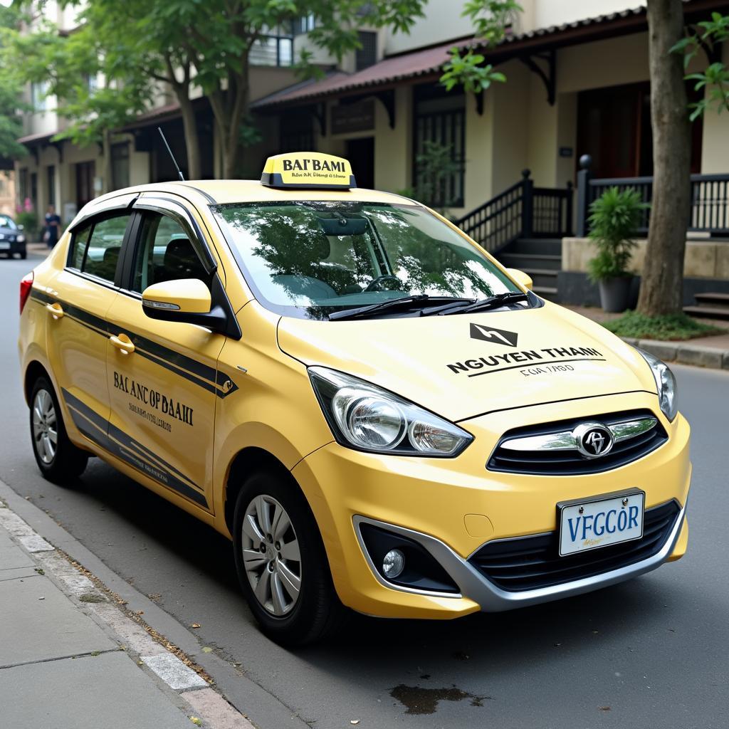 Hinh anh xe taxi Nguyen Thanh dang don khach o khu vuc Trung Nghia