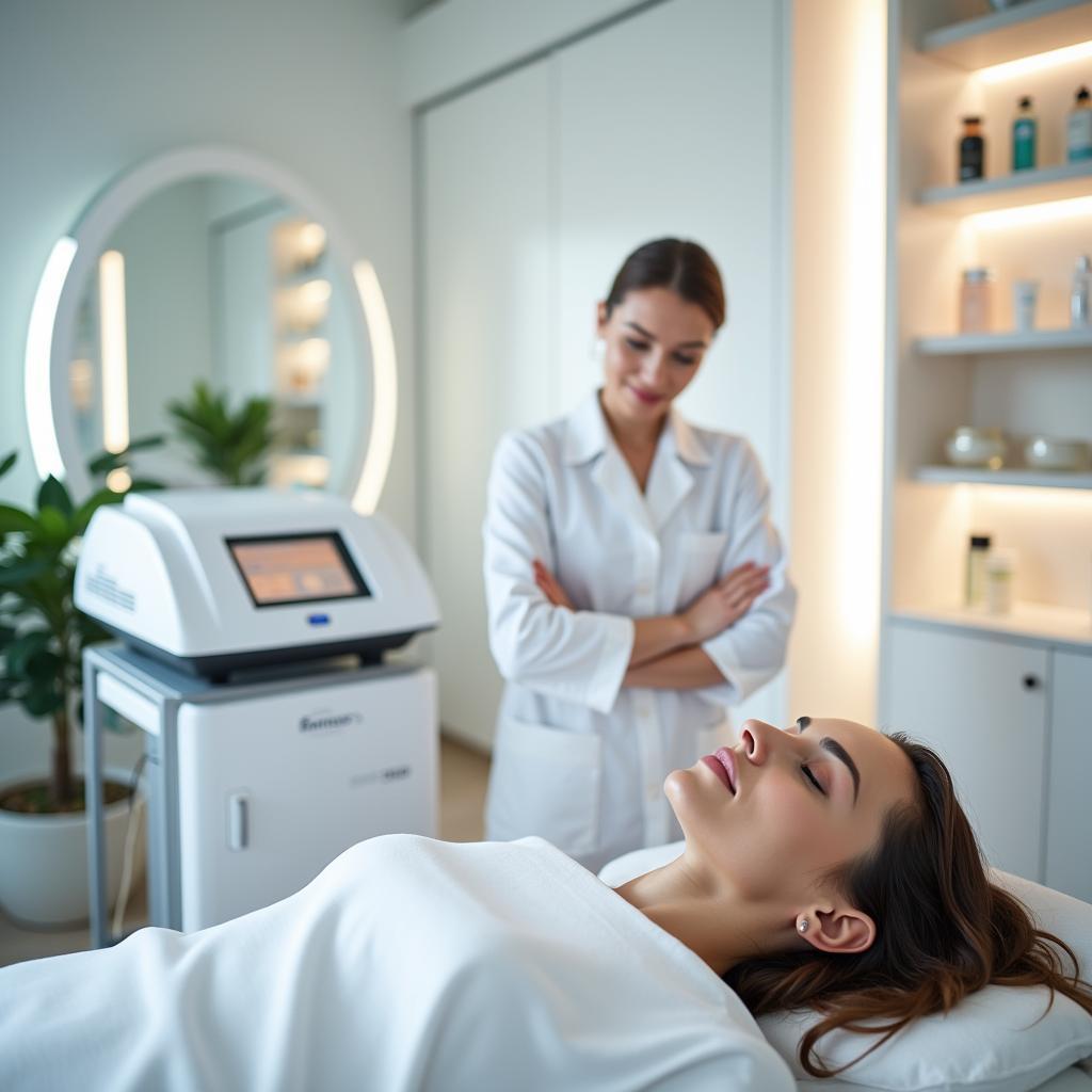 Nội thất phòng điều trị da tại viện thẩm mỹ hiện đại