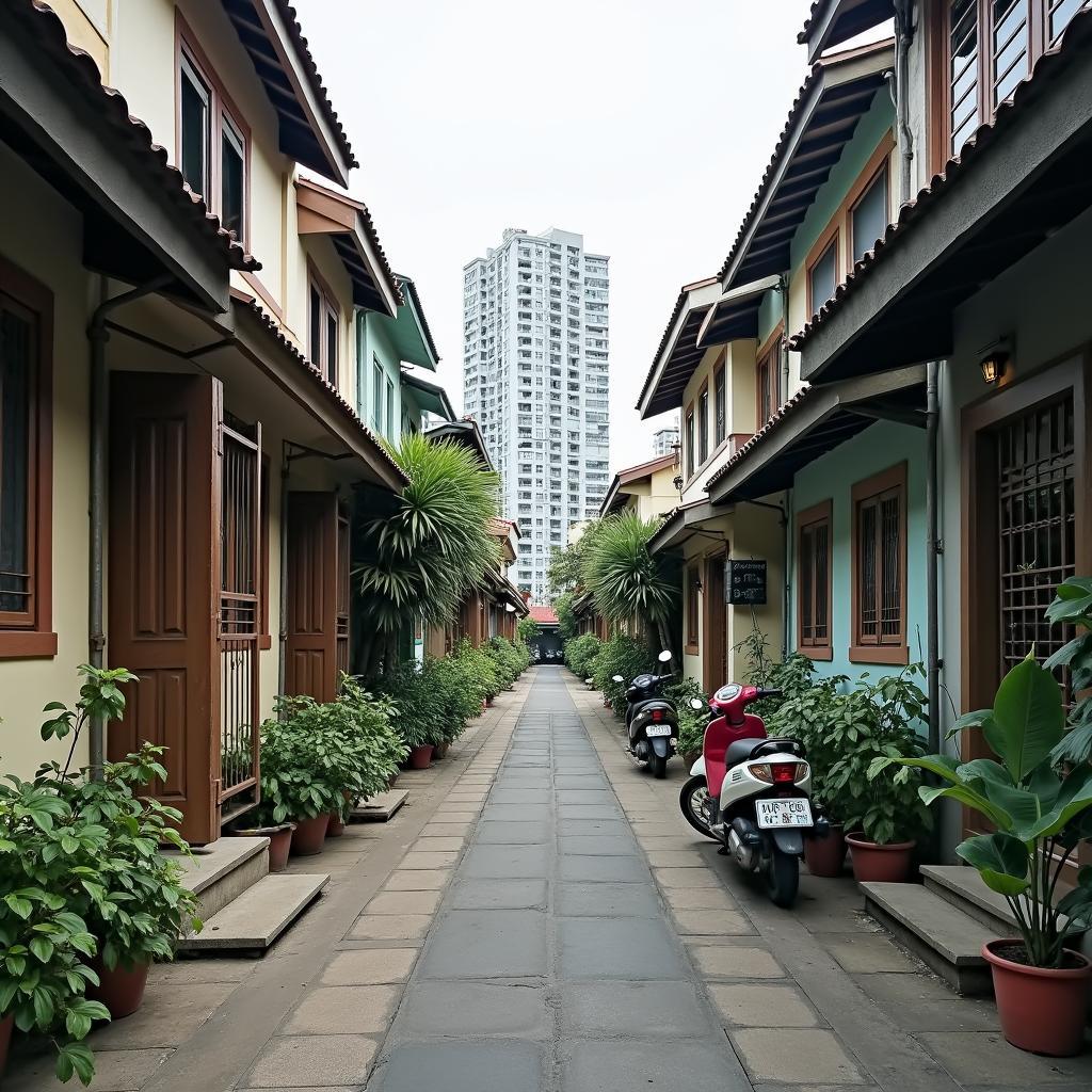 Sự pha trộn giữa các con hẻm truyền thống và chung cư hiện đại tại Phường Thạnh Mỹ Tây