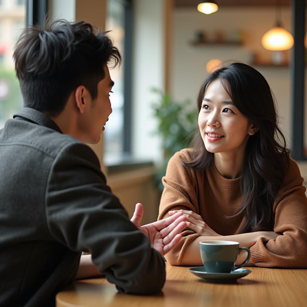Hai người bạn đang có cuộc trò chuyện thẳng thắn để thiết lập ranh giới minh bạch trong tình bạn.