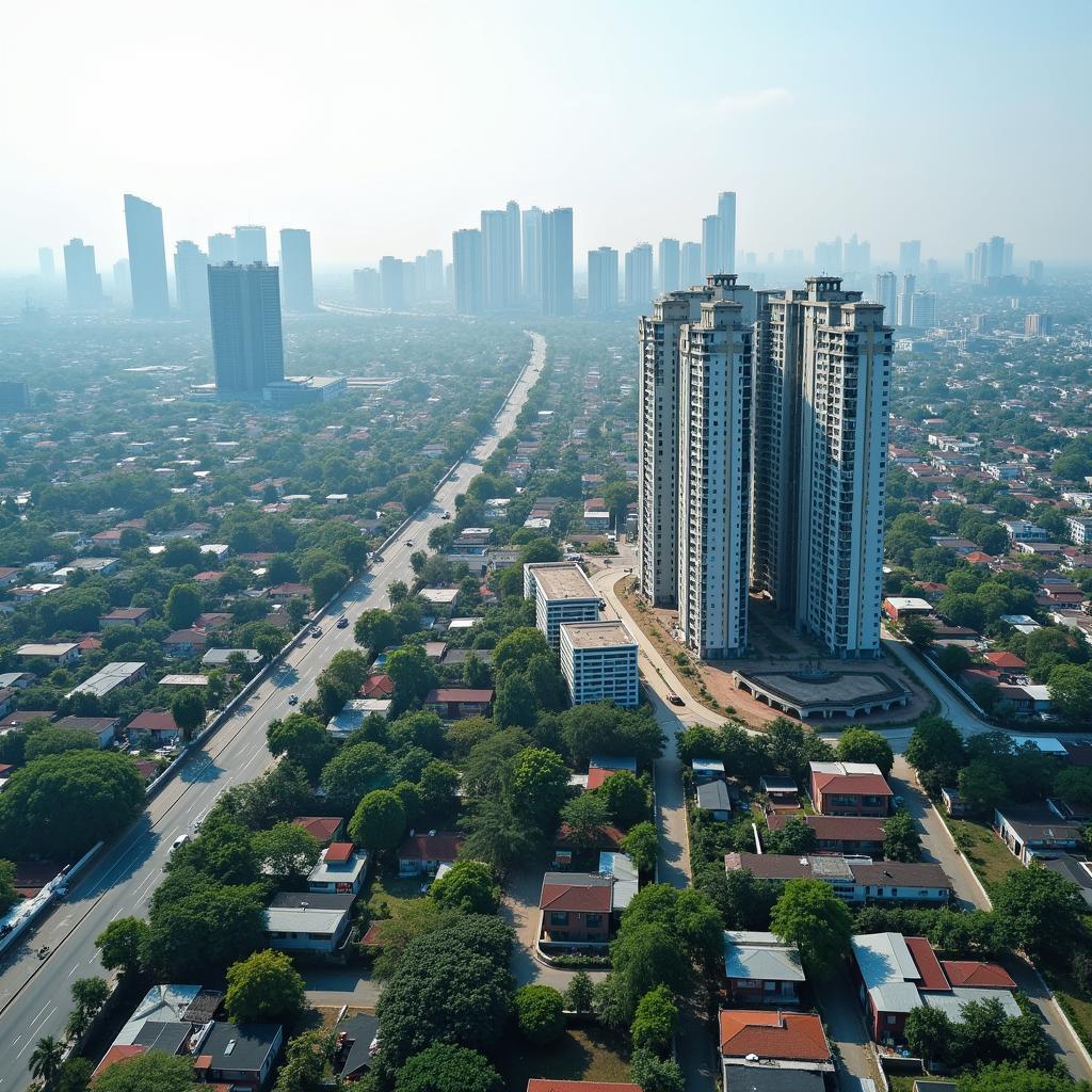Toàn cảnh khu vực Phường Bình Trưng, Thành phố Thủ Đức cho thấy tiềm năng phát triển bất động sản và cơ sở hạ tầng.