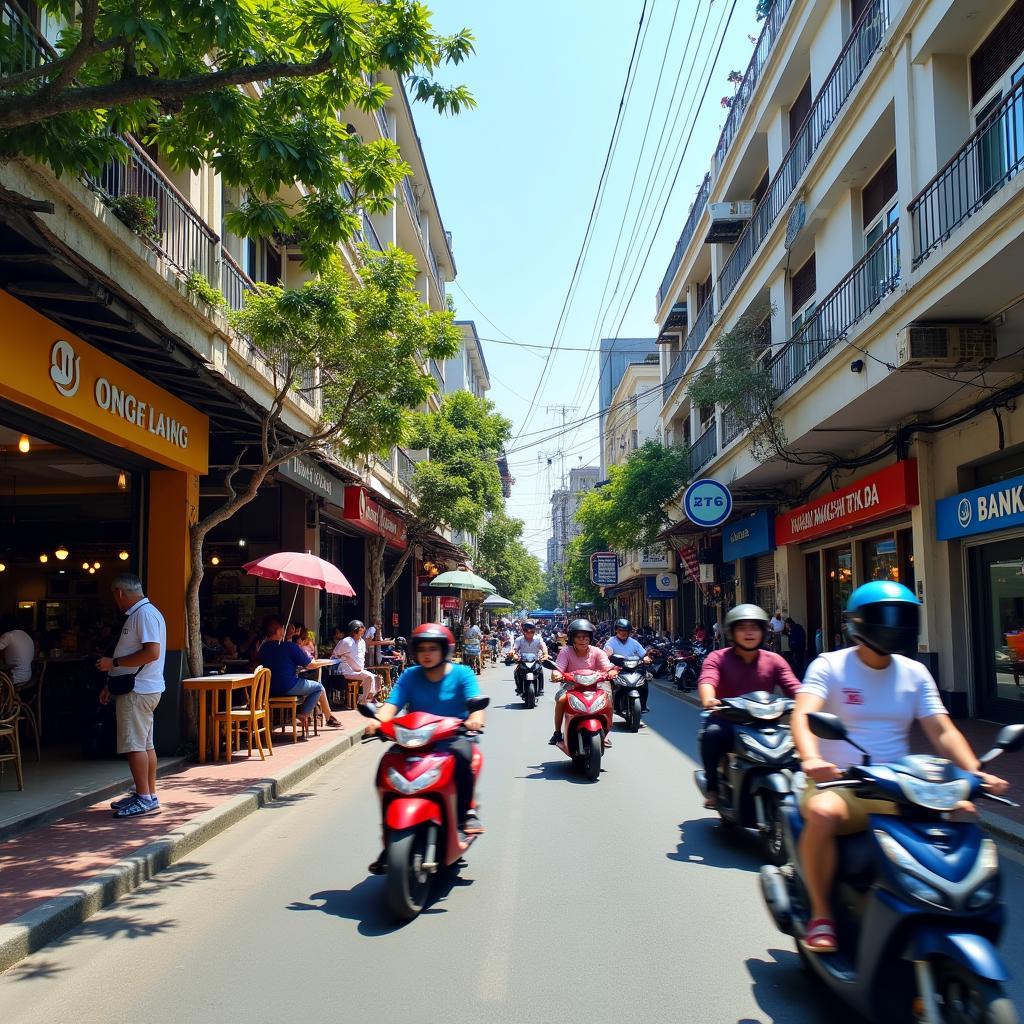 Các tiện ích và dịch vụ đa dạng như quán ăn, cửa hàng, ngân hàng xung quanh Ngõ 898 Đường Láng