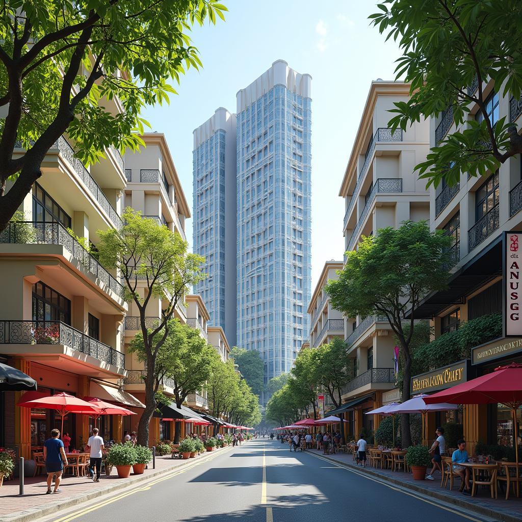 Khu vực xung quanh Chung cư Nàng Hương sầm uất với nhiều tiện ích như Royal City, trường đại học và bệnh viện.
