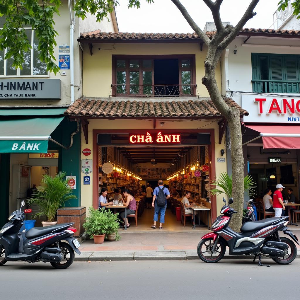 Khu vực Chợ Đình với các cửa hàng, ngân hàng và dịch vụ tiện ích sầm uất tại Thủ Dầu Một.