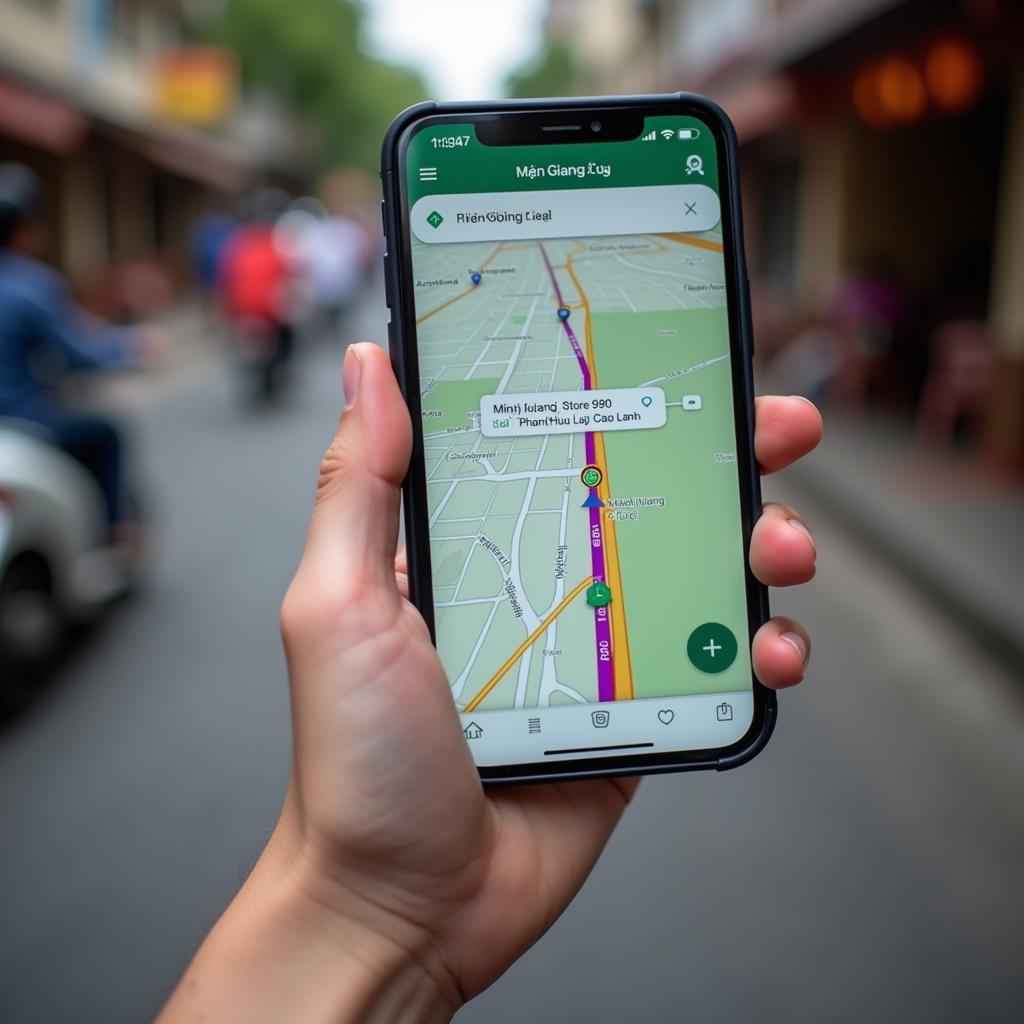 Hướng dẫn tìm đường đến Minh Giang Store ở Cao Lãnh bằng ứng dụng bản đồ trên điện thoại thông minh.