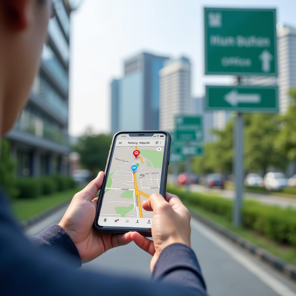Hướng dẫn tìm đường đến văn phòng công chứng tại khu vực Bình Hưng, Bình Chánh sử dụng bản đồ trực tuyến.