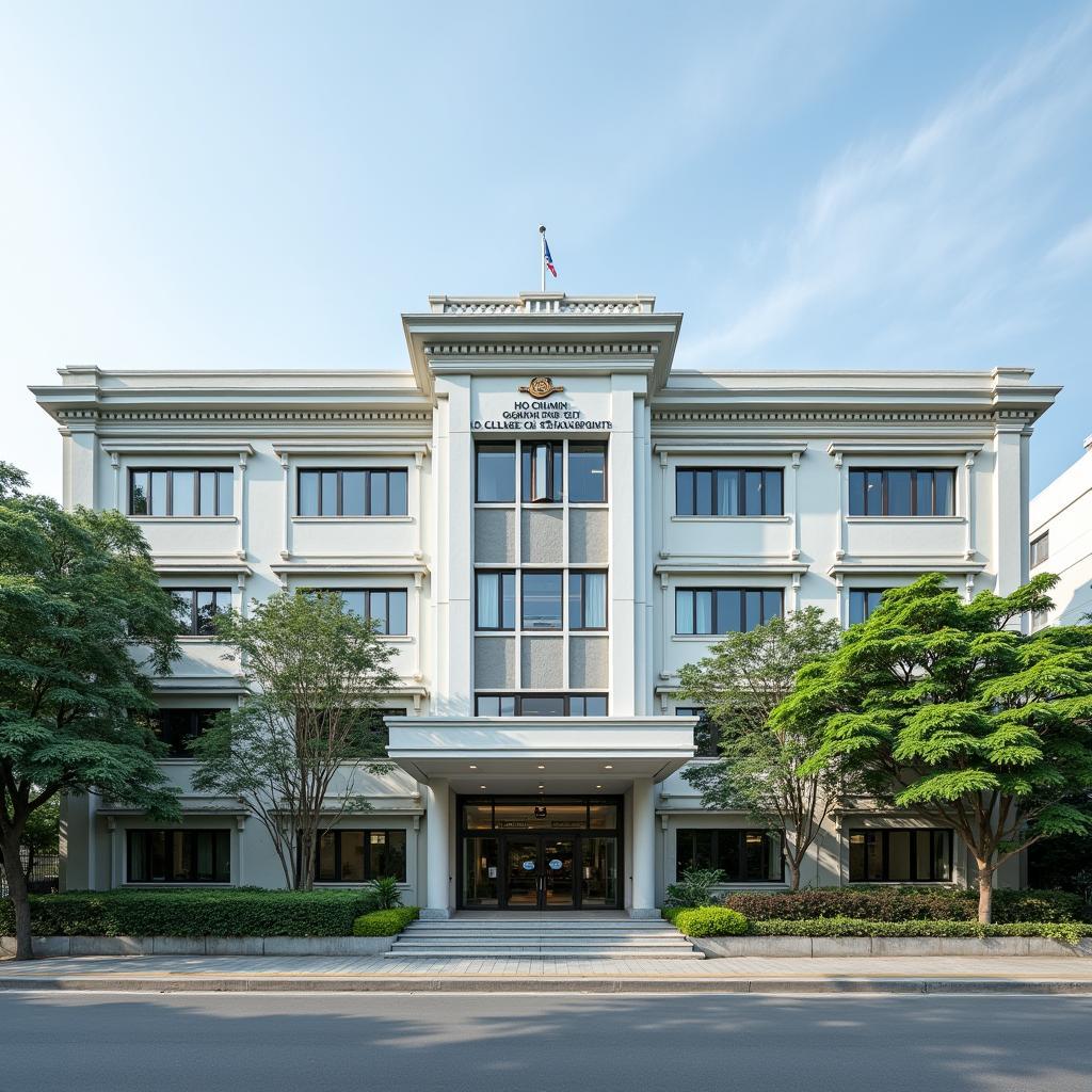 Toa nha chinh cua truong Cao dang Giao thong van tai TP.HCM tai dia chi 252 Ly Chinh Thang, Quan 3.