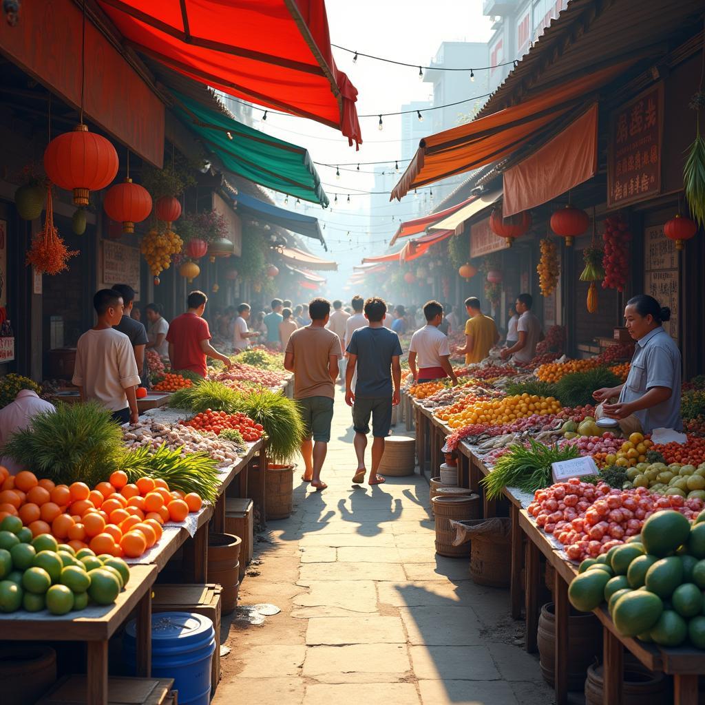 Toàn cảnh Chợ Cần Đước, Long An nhộn nhịp vào buổi sáng sớm với nhiều loại hàng hóa