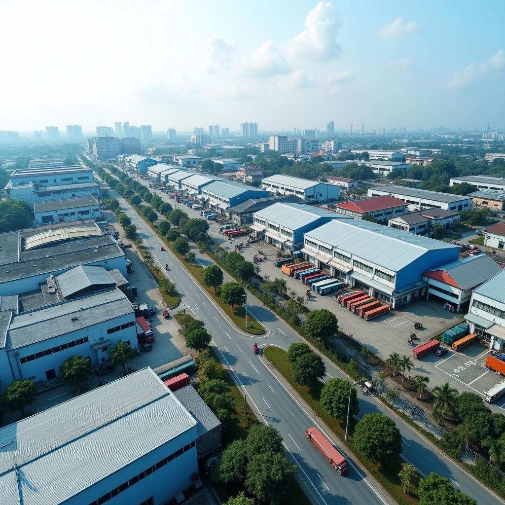 Toàn cảnh Khu công nghiệp Tân Bình quận Tân Phú từ trên cao với nhiều nhà máy và xí nghiệp