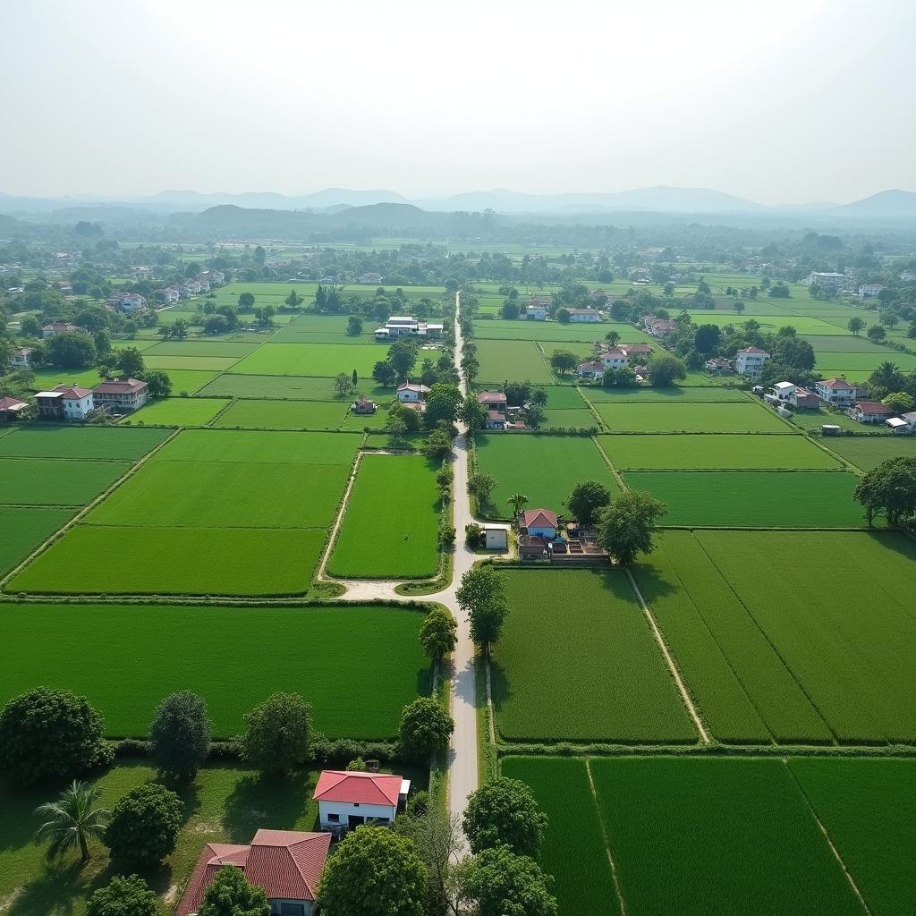 Toàn cảnh không gian yên bình Xã Hoà Phú Huyện Chương Mỹ