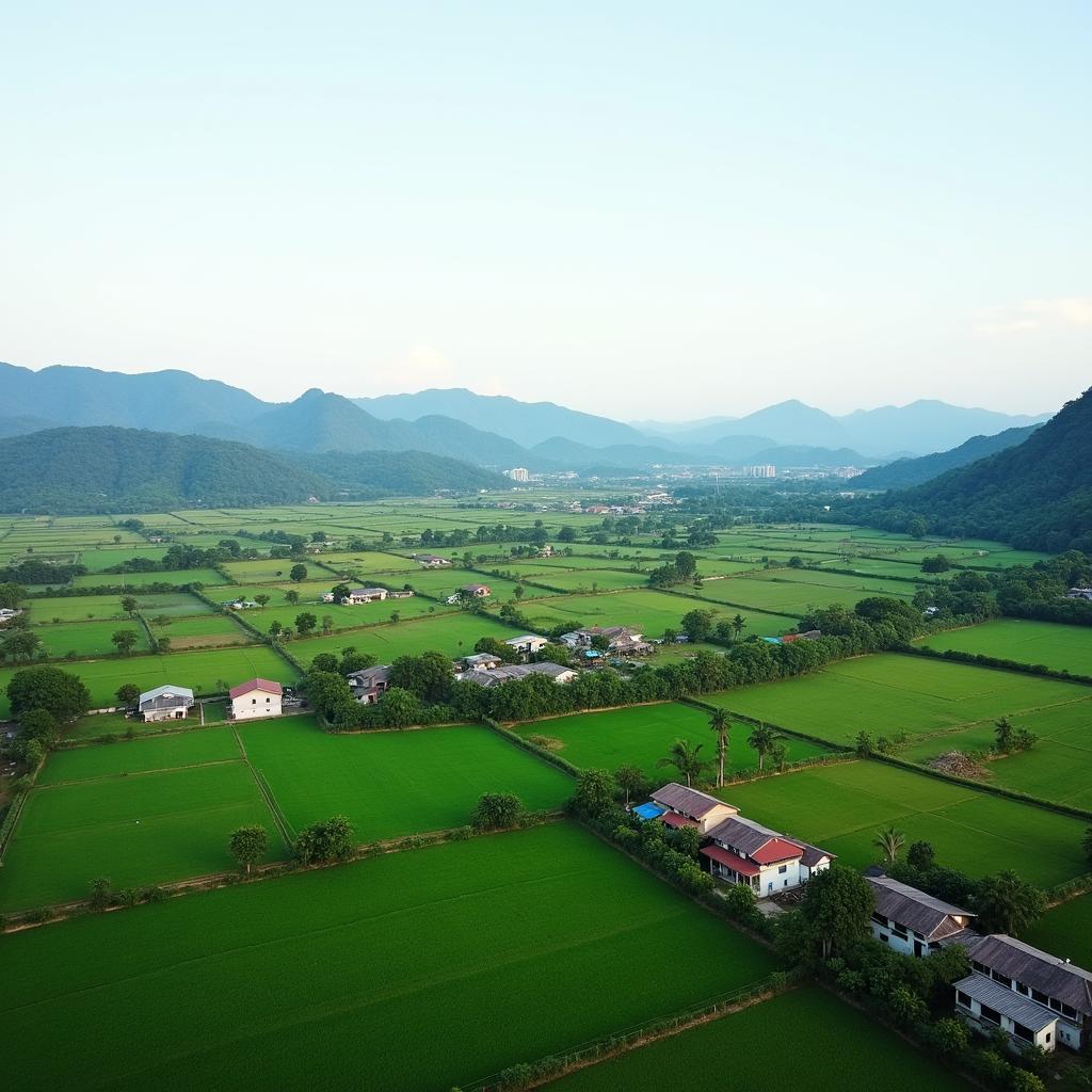 Bản đồ toàn cảnh Xã Minh Dân Tỉnh Tuyên Quang với những cánh đồng và nếp nhà