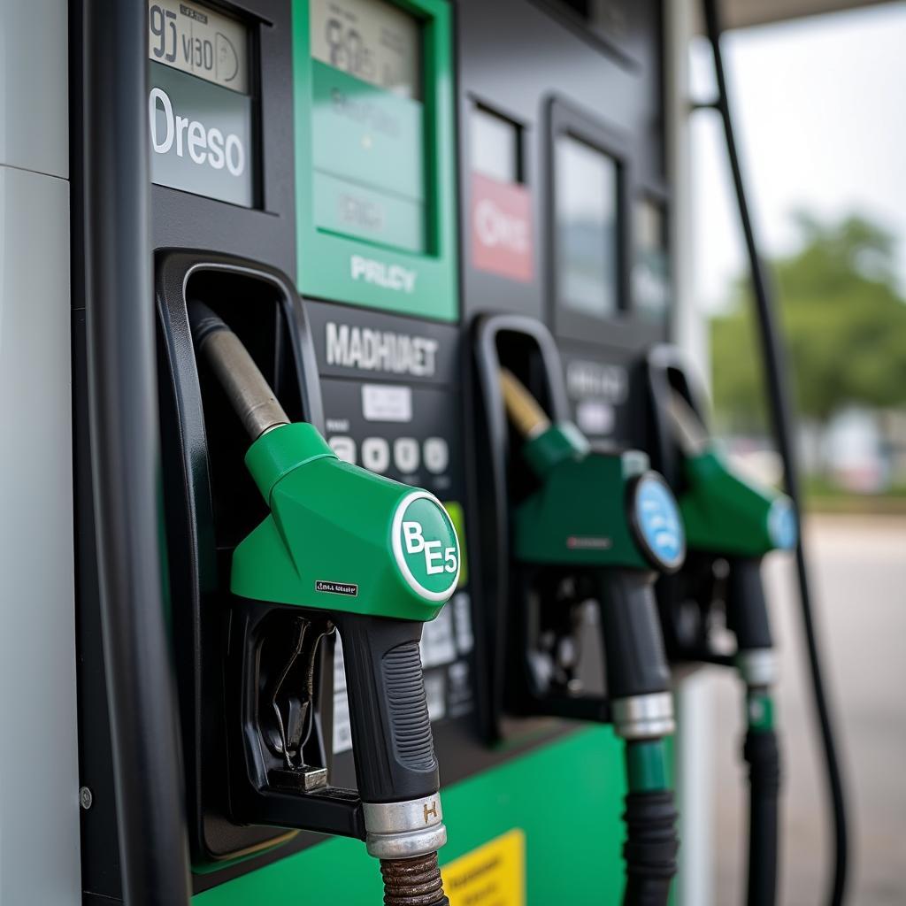 Cận cảnh các trụ bơm xăng và dầu diesel hiện đại tại cây xăng Quang Anh, Bình Chánh với màn hình hiển thị điện tử rõ ràng