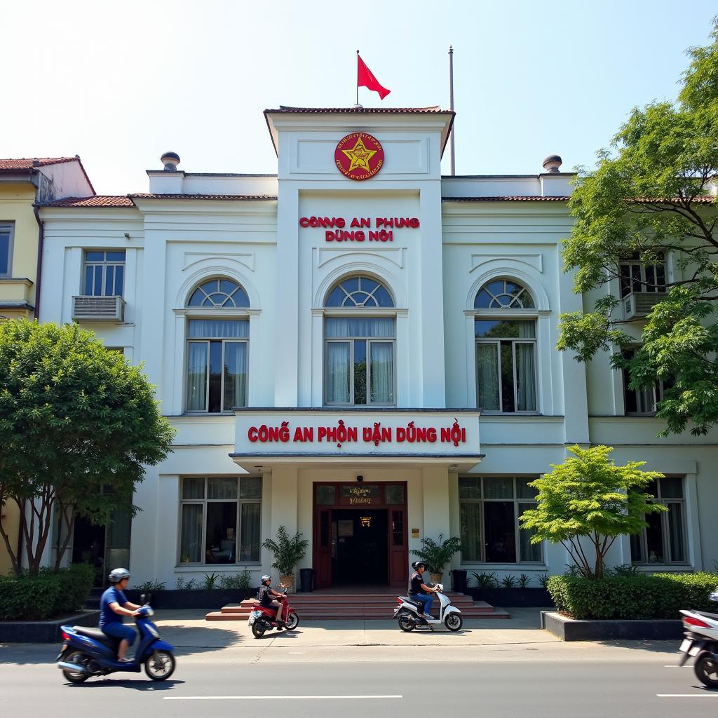Mặt tiền trụ sở làm việc của Công an phường Dương Nội, quận Hà Đông, Hà Nội