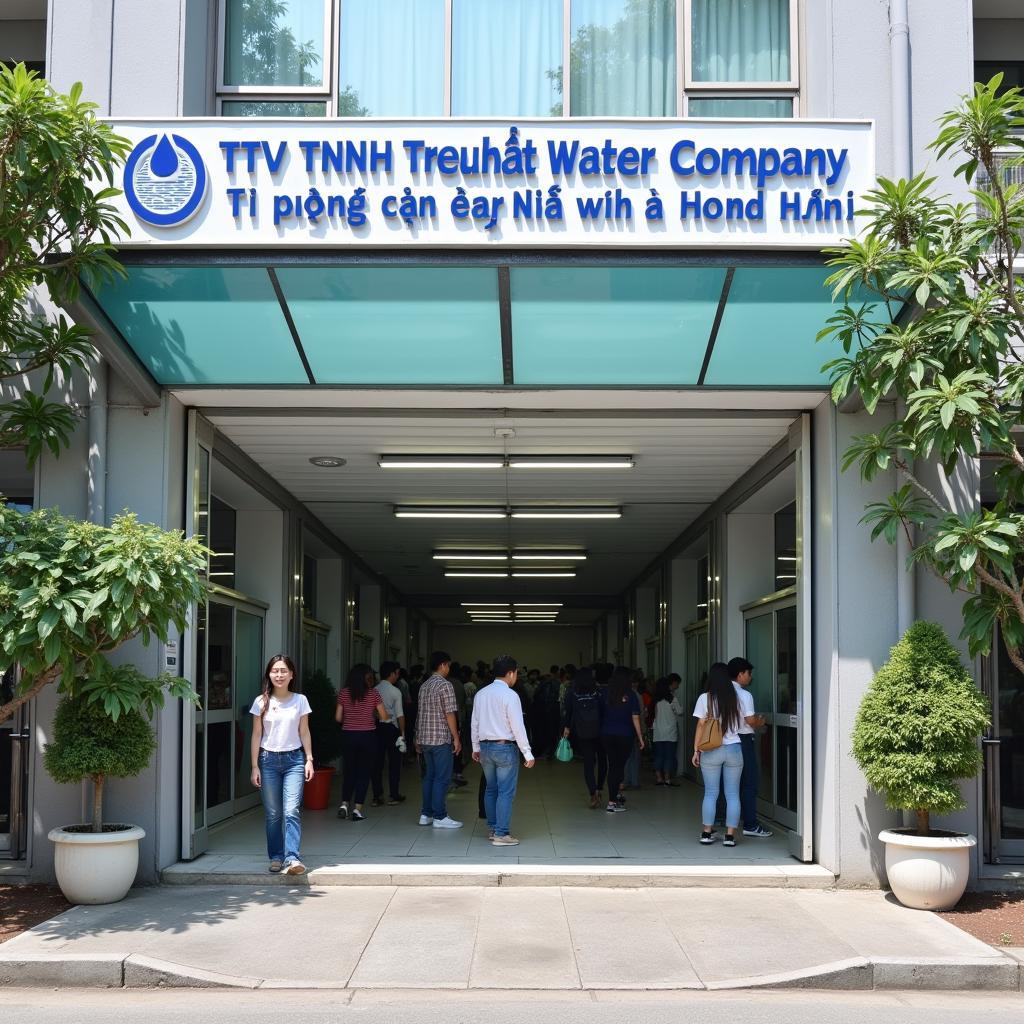 Trụ sở Công ty Cấp nước Ninh Bình tại đường Võ Thị Sáu với không gian giao dịch sạch sẽ, chuyên nghiệp.