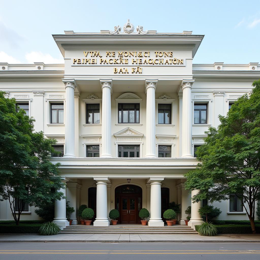Bên ngoài Trụ sở Ủy ban nhân dân Xã Vật Lại, Huyện Ba Vì, Thành phố Hà Nội, biểu tượng trung tâm hành chính địa phương.