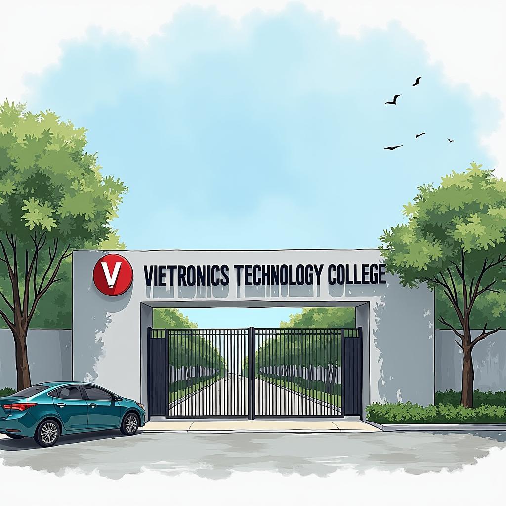 Hình ảnh minh họa cổng Trường Cao đẳng Công nghệ Viettronics tại địa chỉ 118 Cát Bi Hải Phòng