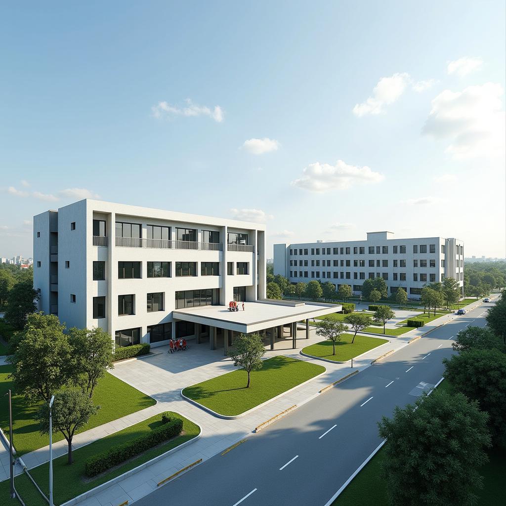 Khuôn viên hiện đại và khang trang của Trường Liên Cấp Ngôi Sao Hà Nội trong khu đô thị