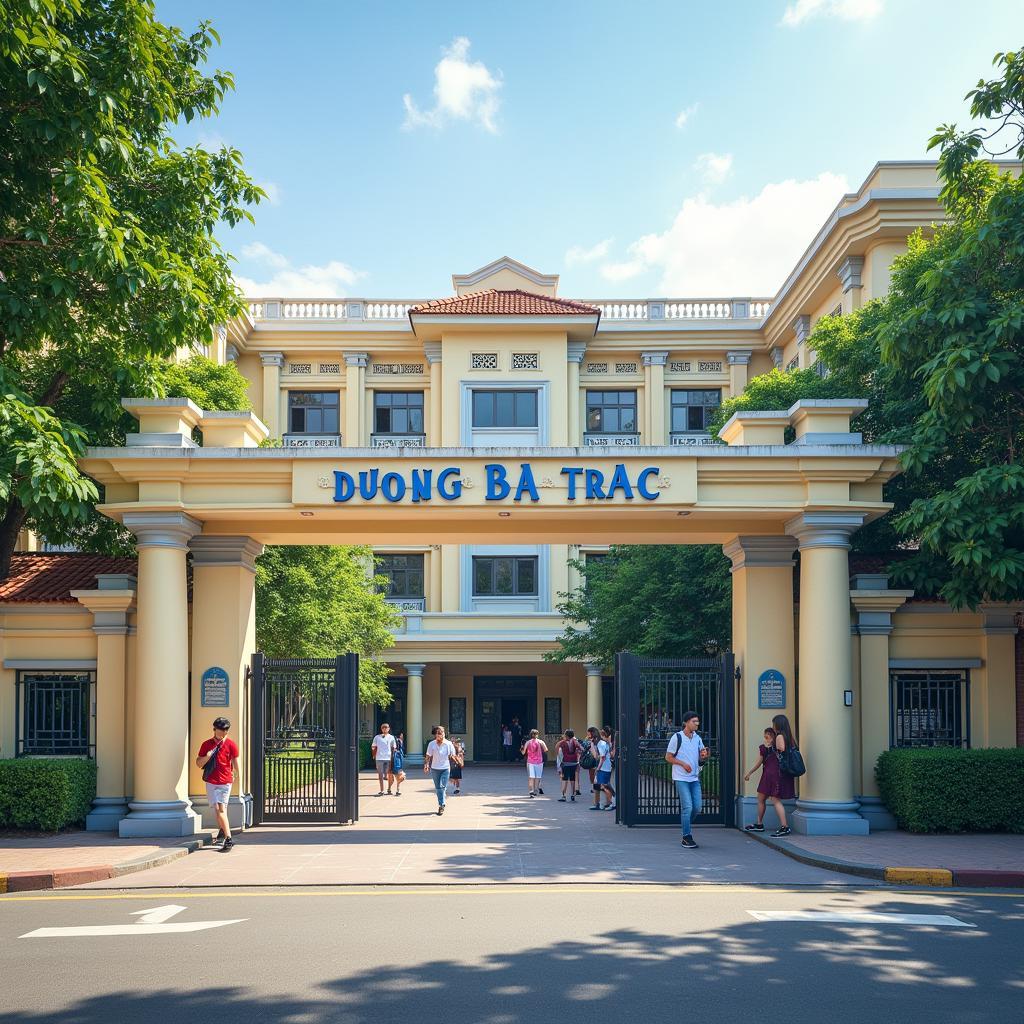 Cổng Trường THCS Dương Bá Trạc Quận 8 tại địa chỉ 134 Dương Bá Trạc, điểm đến của học sinh và phụ huynh
