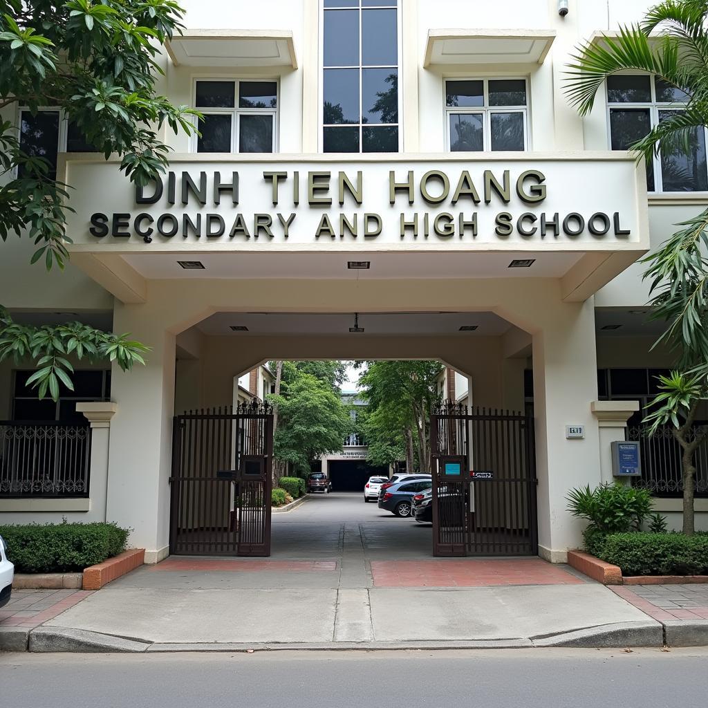 Hình ảnh cổng trường THCS-THPT Đinh Tiên Hoàng tại 85 Chế Lan Viên, Quận Tân Phú, TP. HCM