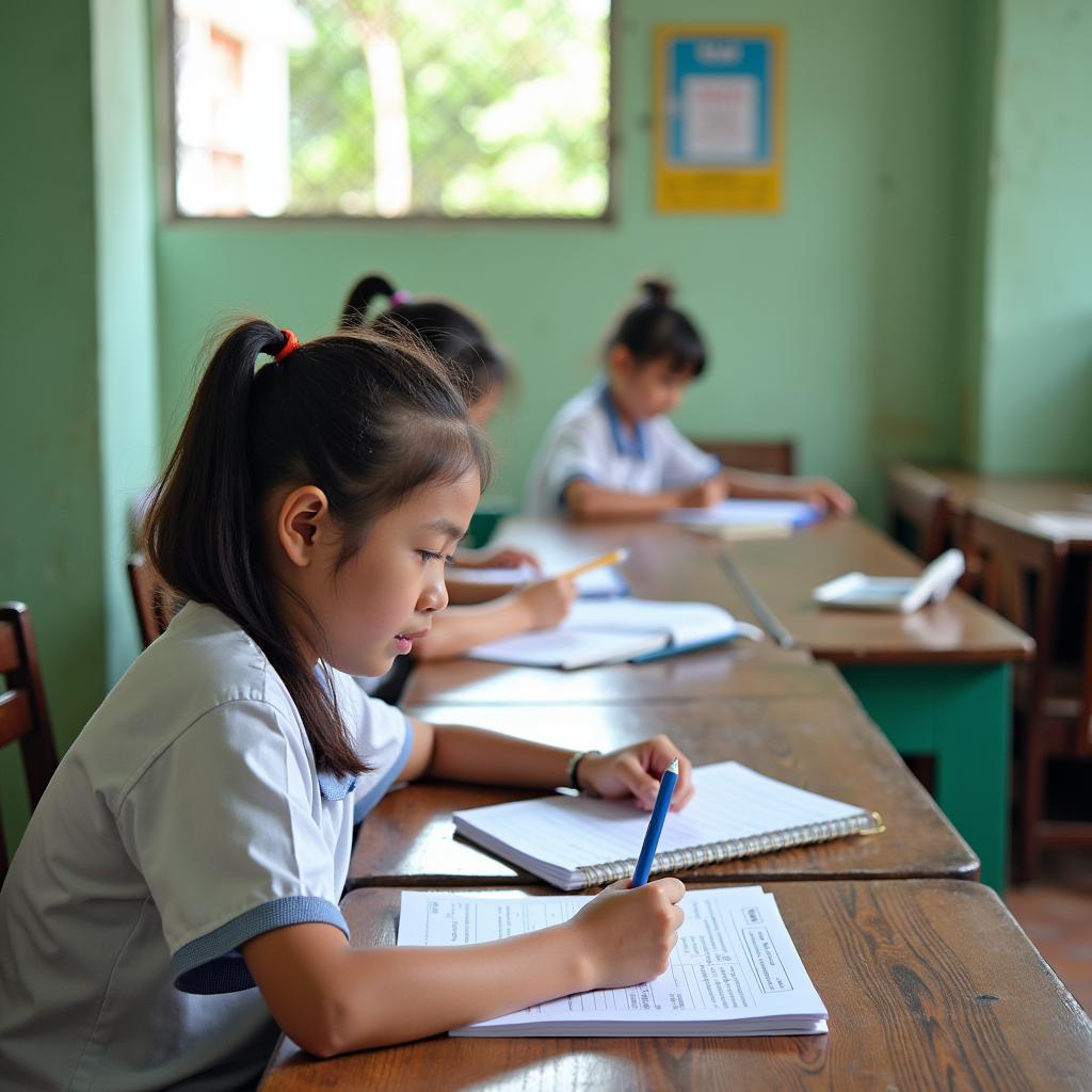 Trường THPT Vũ Văn Hiếu với cơ sở vật chất hiện đại, phòng học khang trang, sân trường sạch đẹp