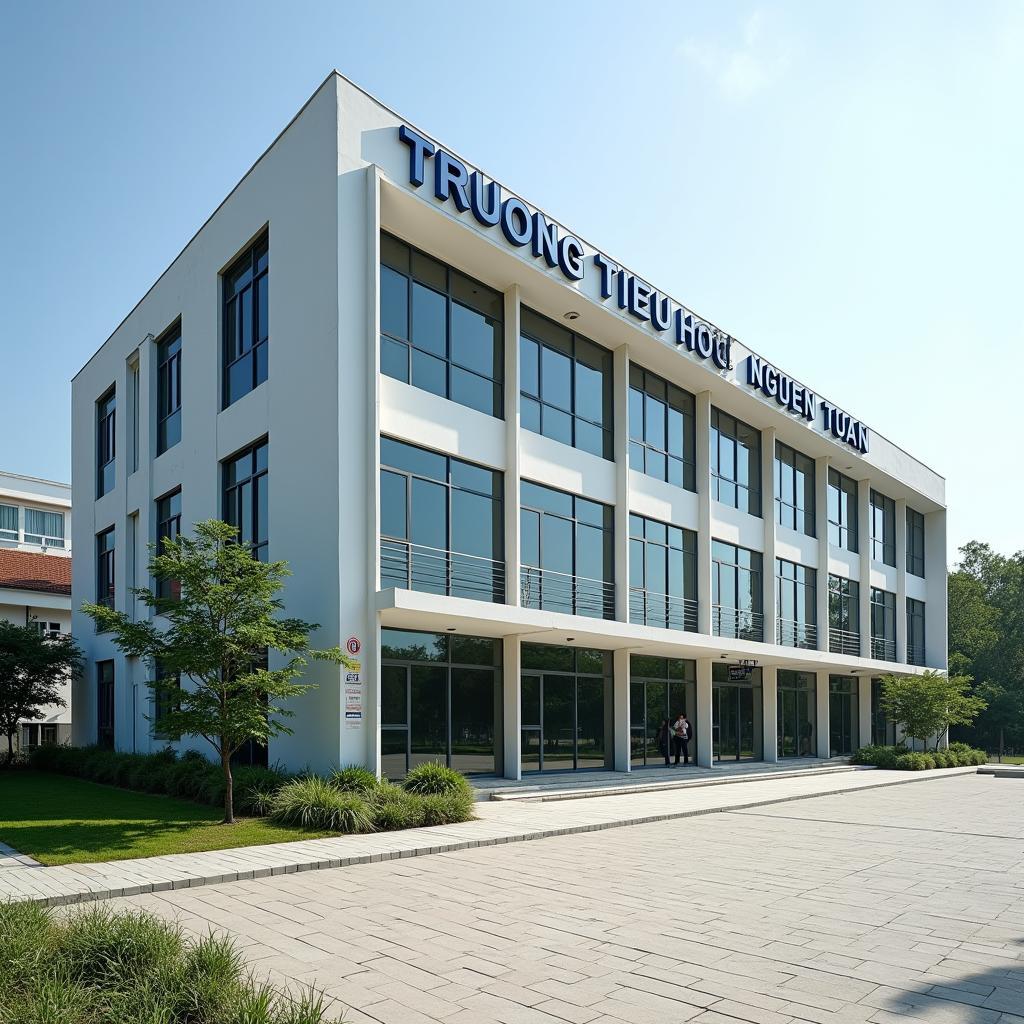 Trường Tiểu học Nguyễn Tuân với cơ sở vật chất hiện đại, khuôn viên xanh mát, an toàn cho học sinh học tập